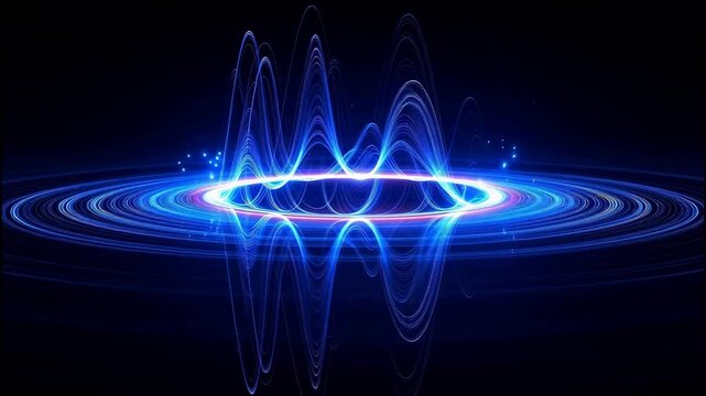 3D render AI artificial intelligence voice assistant circular sound wave, audio frequency visualization and digital equalizer, smart voice recognition and human-computer interaction concept video foot