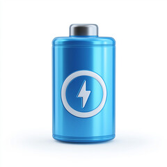 Fototapeta premium Blue Battery Charging Icon Isolated on White Background, Power Energy Symbol for Mobile Devices, Technology, Renewable Energy and Electric Concepts