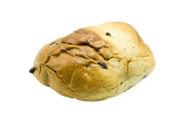 Brioche Milchbrötchen mit Rosinen freigestellt studio