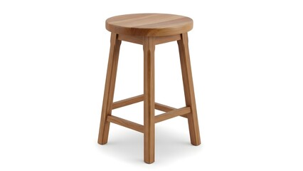 Simple wooden stool with round seat