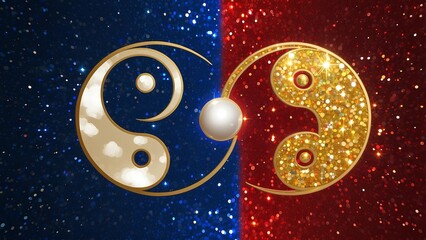 宝石と金の陰陽太極図をイメージしたデザイン太極マーク