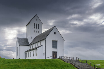 view of the Skalholt Catehdral in southwestern Iceland