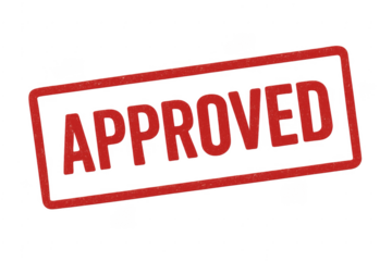 Approved rubber stamp verifying confirmation agreement document