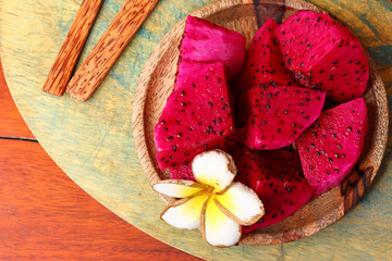 Red core dragon fruit is an Asian fruit for healthy eating