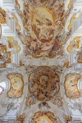 The central part of the ceiling of the abbey church in Zwiefalten, a former Benedictine monastery