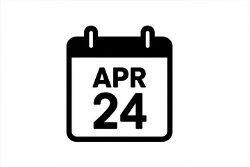 Calendar icon showing april 24 date transparent background