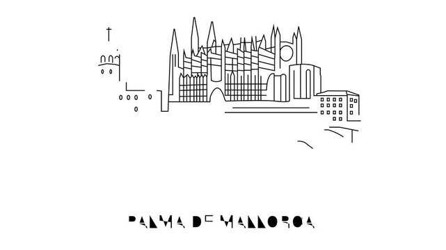 Animation Of Palma de Mallorca City Line Draw Simple Minimalist