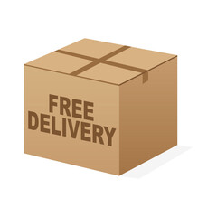 Free Delivery Cardboard Box Icon. Vector illustration.