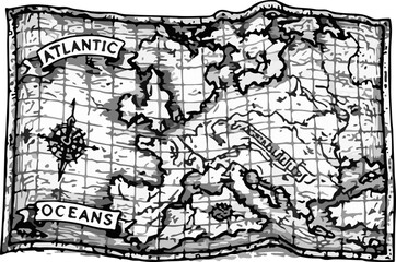 Obraz premium Pirate Treasure Island Parchment Map