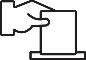 Hand voting ballot box icon. Election and democracy themes are perfect. Ballot icon graphic set. Includes voting and election-related outline symbols
