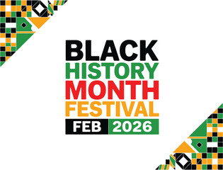 Black History Month Festival February 2026 with African Kente Pattern Modern Poster Design
