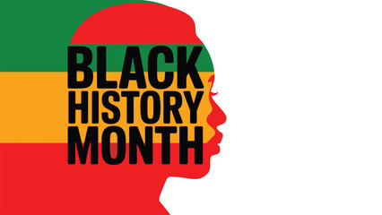 Black History Month African Flag Profile Silhouette Icon