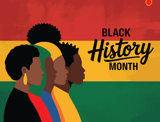 Black History Month Illustration with African American Silhouettes and Pan African