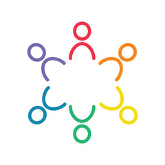 Colorful teamwork logo with circular abstract human figures