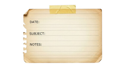 Vintage note paper template isolated on transparent background