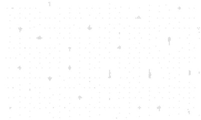 Futuristic white vector background featuring abstract gray digital grid and scattered data points representing big data, nanotechnology, and subtle technical texture for web design.