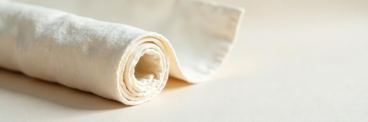 Cream cotton canvas roll Soft, natural, hygge aesthetic , design element, natural color