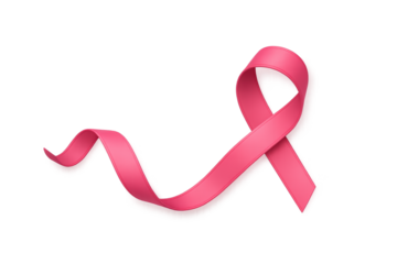 Pink Ribbon of Hope: A single, elegant pink ribbon, gracefully curled, serves as a poignant emblem of breast cancer awareness, representing hope, support, and the ongoing fight against the disease.