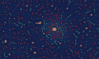 An intricate vector data network illustration representing complex digital connections and information flow. This futuristic graphic concept explores artificial intelligence, big data analytics, and