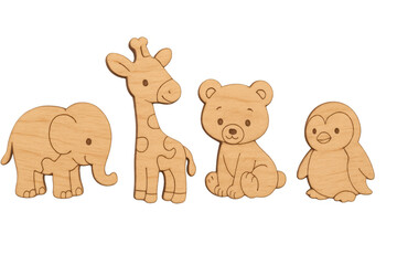 Obraz premium Wooden animal puzzle toys for childhood nursery craft