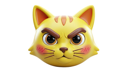 Obraz premium 3D Rendered Cartoon Cat Face with Angry Expression