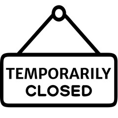 Temporarily closed line icon, black outline temporary closure business symbol
