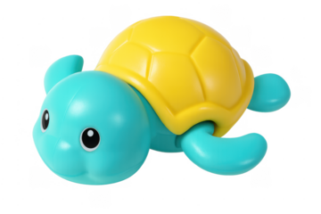Plastic toy turtle swimming, child bath time fun