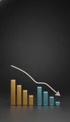 Mixed bars with downward line, business decline concept