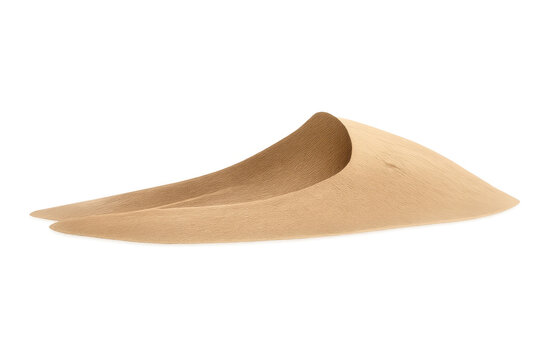 Desert sand dune isolated on transparent background forming a barchan shape with smooth texture