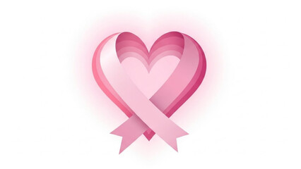 Pink ribbon heart symbol for breast cancer awareness campaigns and charity events illustration with support and health initiative with wellness