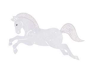 走る白い馬　ウマ　うま　午　white horse