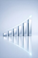 Rising bars in bright corridor, business growth and progress concept