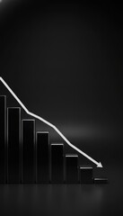 Grey bars declining with line, market downturn and loss concept