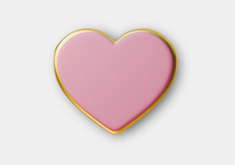 3D heart icon in vibrant pink and gold tones, perfect for Valentines Day designs, love messages, romantic greeting cards, and festive celebration backgrounds with glossy finish.