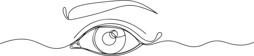 Minimalist black eye vector in one line art style. Editable stroke illustration on white background.eps