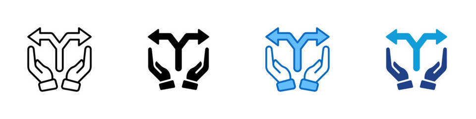 Obraz premium Other Option Multiple Style Icon Design Vector - Hands holding branching arrows representing alternative choices and multiple paths