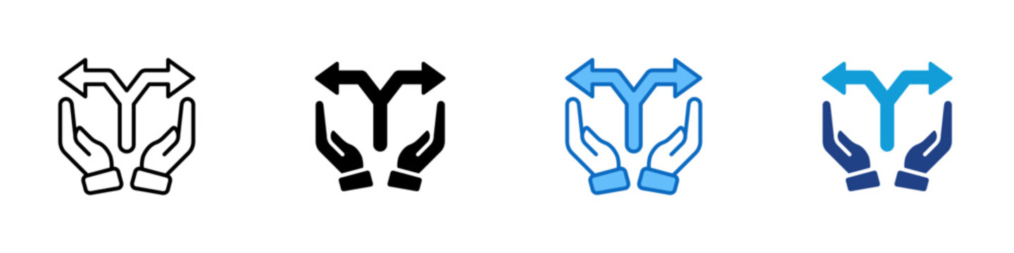 Other Option Multiple Style Icon Design Vector - Hands holding branching arrows representing alternative choices and multiple paths