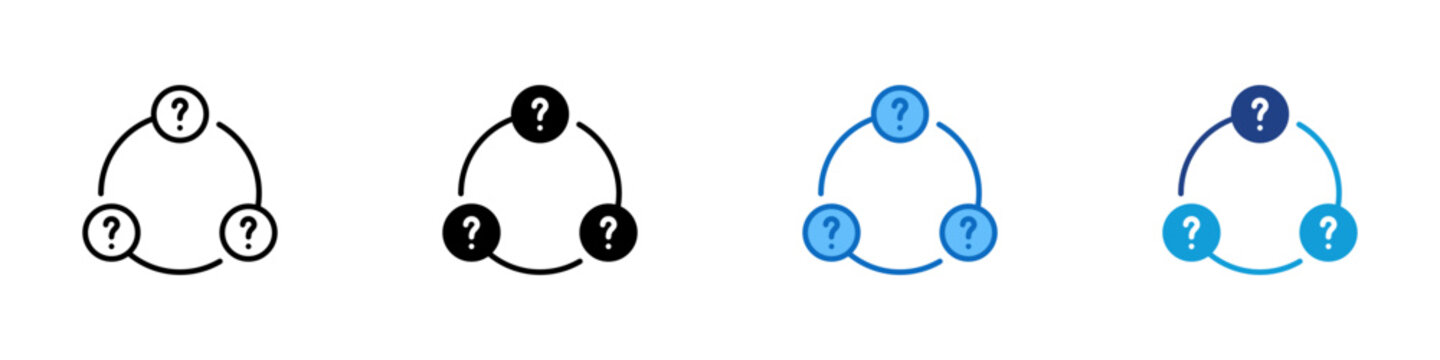 Probability Multiple Style Icon Design Vector - Circular diagram with question marks representing likelihood and outcome estimation
