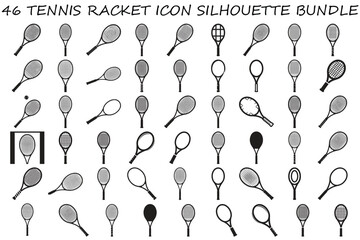 Tennis Racket Icon Silhouette Bundle