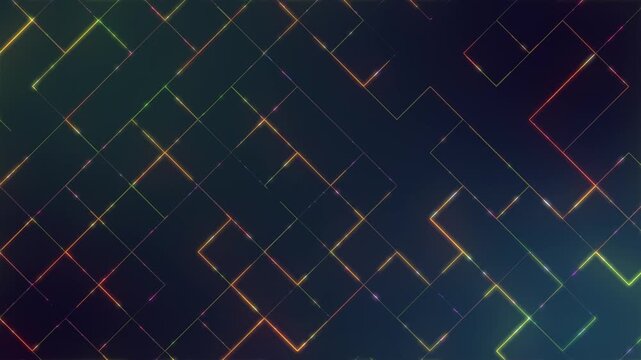 Abstract geometric glowing neon lines forms seamless looping animated background