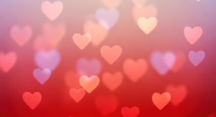 Romantic hearts on a blurred gradient background expressing love and affection