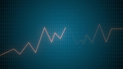Glowing heartbeat pulse monitoring lines on blue grid background. Cardiology concept with pulsating neon ECG waveform graphic. Digital medical heart rate monitor interface for healthcare content. - Powered by Adobe