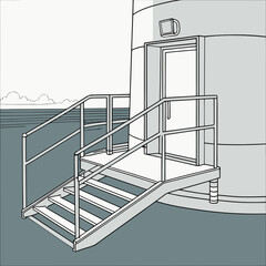 Stairs leading to a wind turbine entrance platform