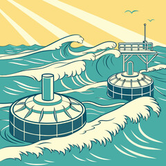 Wave Energy Devices Floating in the Ocean with Sunlight