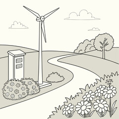 Wind Turbine Generating Clean Power In A Green Field