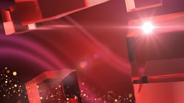 Abstract red cube shapes with dynamic light effects background