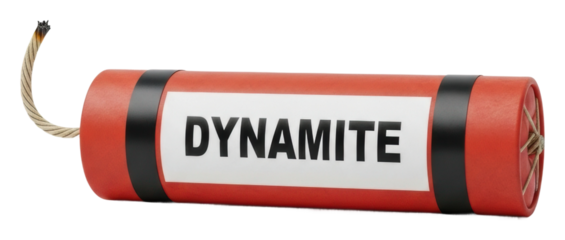 Dynamite safety measures industrial site product isolated on transparent background