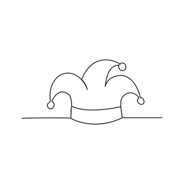 Abstract fool's cap continuous one line drawing. Abstract fool's cap logo on white background, Concept symbol of makeup and Abstract fool's cap in simple linear style