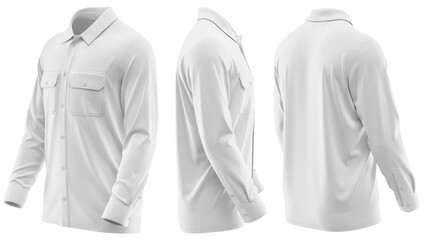 Shirt Button-Up Long Sleeve with Dual Chest Pockets, Apparel Mockup Ready, 3D Rendered