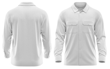 Shirt Button-Up Long Sleeve with Dual Chest Pockets, Apparel Mockup Ready, 3D Rendered